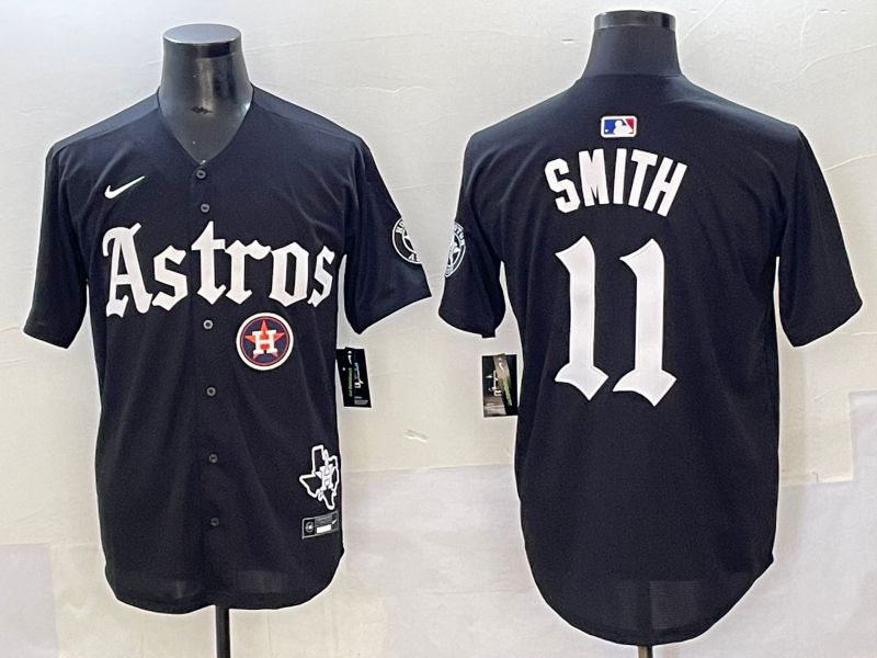 Men 2025 Houston Astros 11 Smith Black Five generations Joint Name Nike MLB Jersey style 46